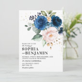 Rose Blumenzwiebelblütenhochzeit Einladung (Stehend Vorderseite)