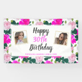 Rose Bluorgeburtstag, jedes Alter Name benutzerdef Banner (Horizontal)