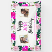 Rose Bluorgeburtstag, jedes Alter Name benutzerdef Banner (Vertikal)