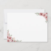 Rose Bluorheft-Skriptdetails-Karte Einladung (Rückseite)