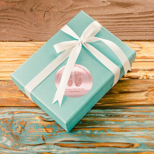 Rose Blus Glitzer Feet Baby Dusche Gefallen Vielen Runder Aufkleber