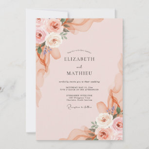 Rose Blush Aprikosen-Blüten-Hochzeit Einladung