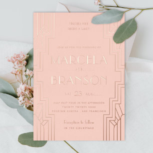 Rose Blush Art Deco Ironwork Folieneinladung