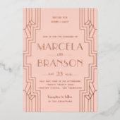 Rose Blush Art Deco Ironwork Folieneinladung (Vorderseite)