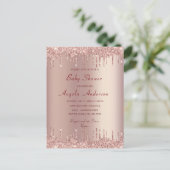 Rose Blush Baby Dusche Einladung und QR Code Postkarte (Stehend Vorderseite)