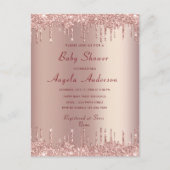 Rose Blush Baby Dusche Einladung und QR Code Postkarte (Vorderseite)