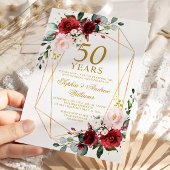 Rose Blush & Burgund 50. Hochzeitstag Einladung