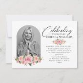 Rose Blush Calligraphy Celebration of Life Einladung (Vorderseite)