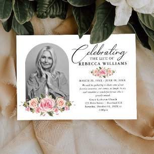 Rose Blush Calligraphy Celebration of Life Einladung