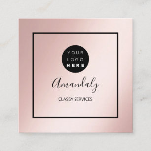 Rose Blush Custom Logo Gerahmt Makeust Künstler Quadratische Visitenkarte