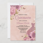 Rose Blush Dress Dusty Quinceanera Party Einladung (Vorderseite)