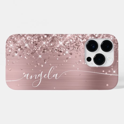 Rose Blush Glittery Glam Signatur Case-Mate iPhone Hülle (Rückseite (Horizontal))