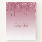 Rose Blush Glitzer Baby Girl Script Elegant Hübsch Notizblock (Rückseite)