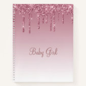 Rose Blush Glitzer Baby Girl Script Elegant Hübsch Notizblock (Vorderseite)