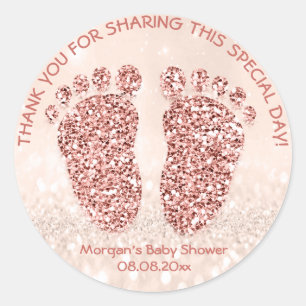 Rose Blush Glitzer Feet Baby Dusche Gefallen Viele Runder Aufkleber