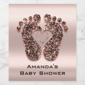 Rose Blush Glitzer Tropfen Baby Shower Girl Boy Weinetikett (Einzelnes Label)