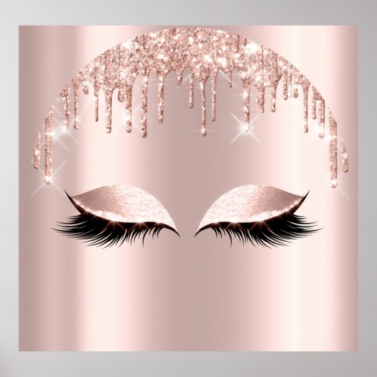 Rose Blush Glitzer Tropfen Eyelashes Schönheit Poster (Vorne)