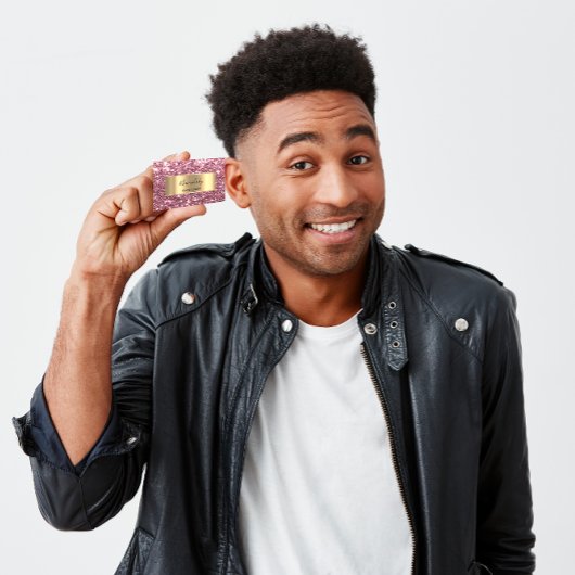 Rose Blush Gold Frame Glitzer QR Code Schönheit Ro Visitenkarte