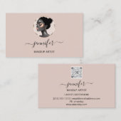 Rose Blush Gold Makeup Artist Logo Lashes QR CODE Visitenkarte (Vorne/Hinten)