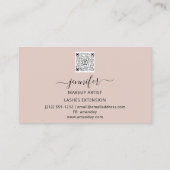 Rose Blush Gold Makeup Artist Logo Lashes QR CODE Visitenkarte (Rückseite)