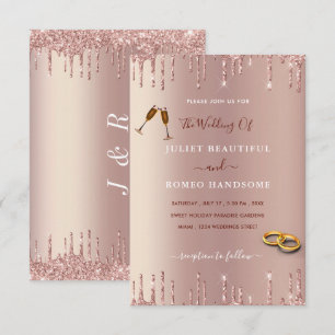 Rose Blush Gold Tropfen Luxus Hochzeitseinladung