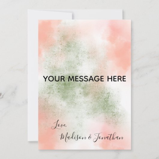 Rose Blush|Gold Wasserfarbe Hochzeitsfeiern Dankeskarte (Rückseite)