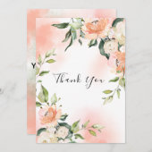 Rose Blush|Gold Wasserfarbe Hochzeitsfeiern Dankeskarte (Vorne/Hinten)