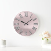 Rose Blush Graues Metal Grau Silber römische Numme Große Wanduhr (Zuhause)