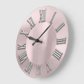 Rose Blush Graues Metal Grau Silber römische Numme Große Wanduhr (Winkel)