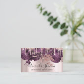 Rose Blush Lila Glitzer Tropfen Logo Event Plane Visitenkarte (Stehend Vorderseite)