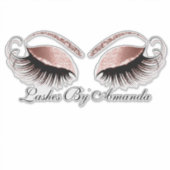 Rose Blush Makeup Artist Lashes Extension Name Aufkleber (Vorderseite)