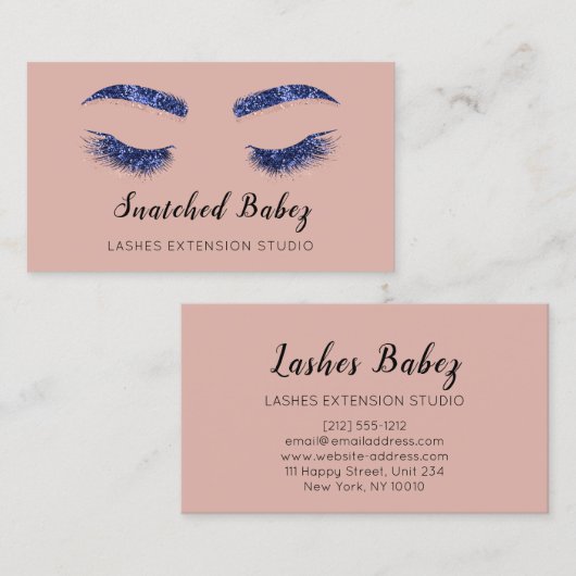 Rose Blush Microblading Makeup Eyelash Glitzer Visitenkarte (Vorne/Hinten)