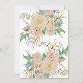 Rose Blush Mums Gold Folia Wasserfarben Kunst, Dic Einladung (Rückseite)