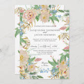 Rose Blush Mums Gold Folia Wasserfarben Kunst, Dic Einladung (Vorne/Hinten)