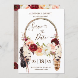 Rose Blush & Peach Dreamcatcher Boho Save the Date Einladung