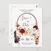Rose Blush & Peach Dreamcatcher Boho Save the Date Postkarte (Vorne/Hinten)