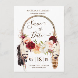 Rose Blush & Peach Dreamcatcher Boho Save the Date Postkarte