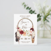 Rose Blush & Peach Dreamcatcher Boho Save the Date Postkarte (Stehend Vorderseite)