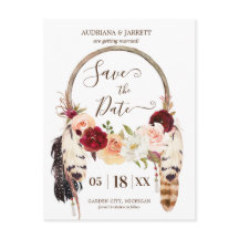 Rose Blush & Peach Dreamcatcher Boho Save the Date