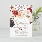 Rose Blush & Peach Dreamcatcher Boho Wedding Einladung (Stehend Vorderseite)
