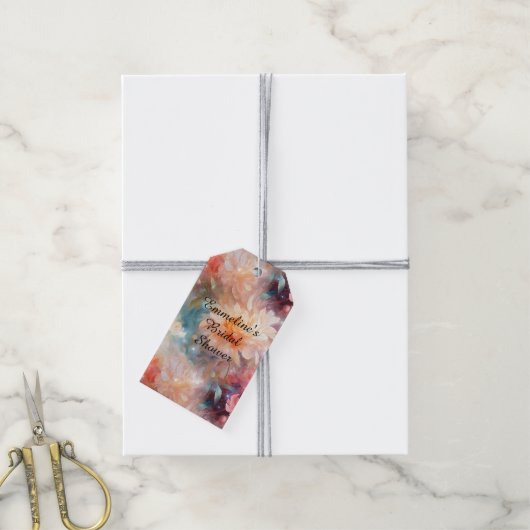 Rose Blush Peach Orange Bloral Geschenkanhänger (Mit Garn)