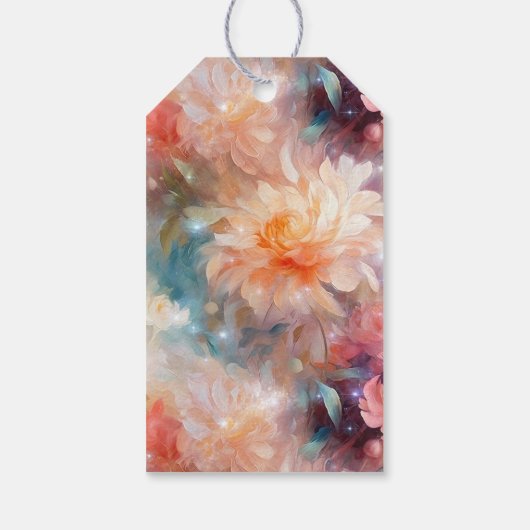 Rose Blush Peach Orange Bloral Geschenkanhänger (Rückseite)