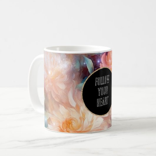 Rose Blush Peach Orange Bloral Kaffeetasse (Vorderseite Links)