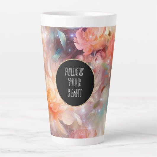 Rose Blush Peach Orange Bloral Milchtasse (Vorderseite)