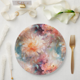 Rose Blush Peach Orange Bloral Pappteller