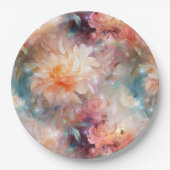 Rose Blush Peach Orange Bloral Pappteller (Vorderseite)