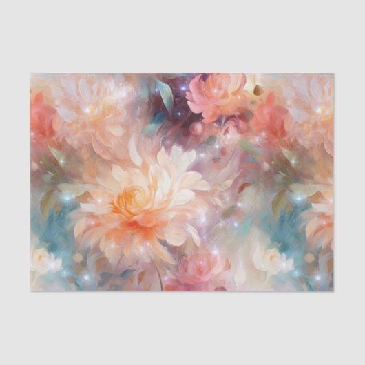 Rose Blush Peach Orange Bloral Seidenpapier (Vorderseite)