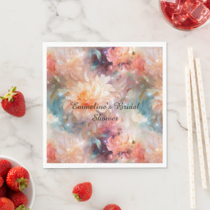 Rose Blush Peach Orange Bloral Serviette
