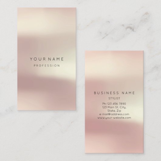 Rose Blush Pearly Abstrakt Minimalseide Vertikal2 Visitenkarte (Vorne/Hinten)