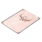 Rose Blush Pink Blumentauber Antlers Boho Chic Notizblock (Linke Seite)